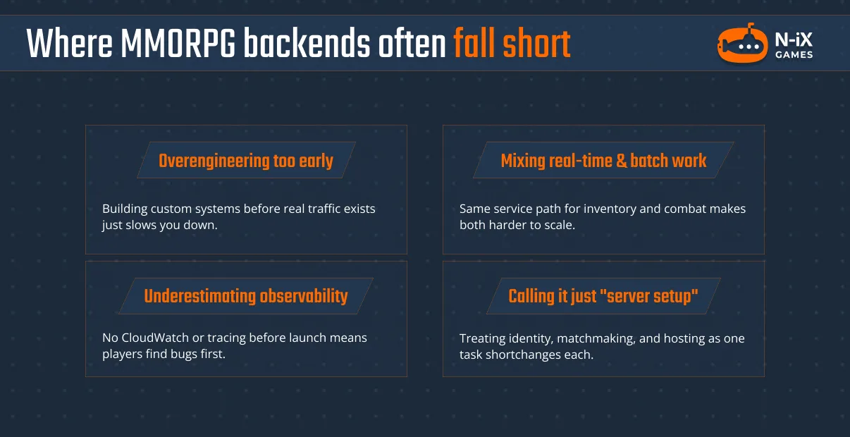 Common pitfalls in MMORPG backend development
